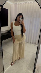 Pantalón satinado beige