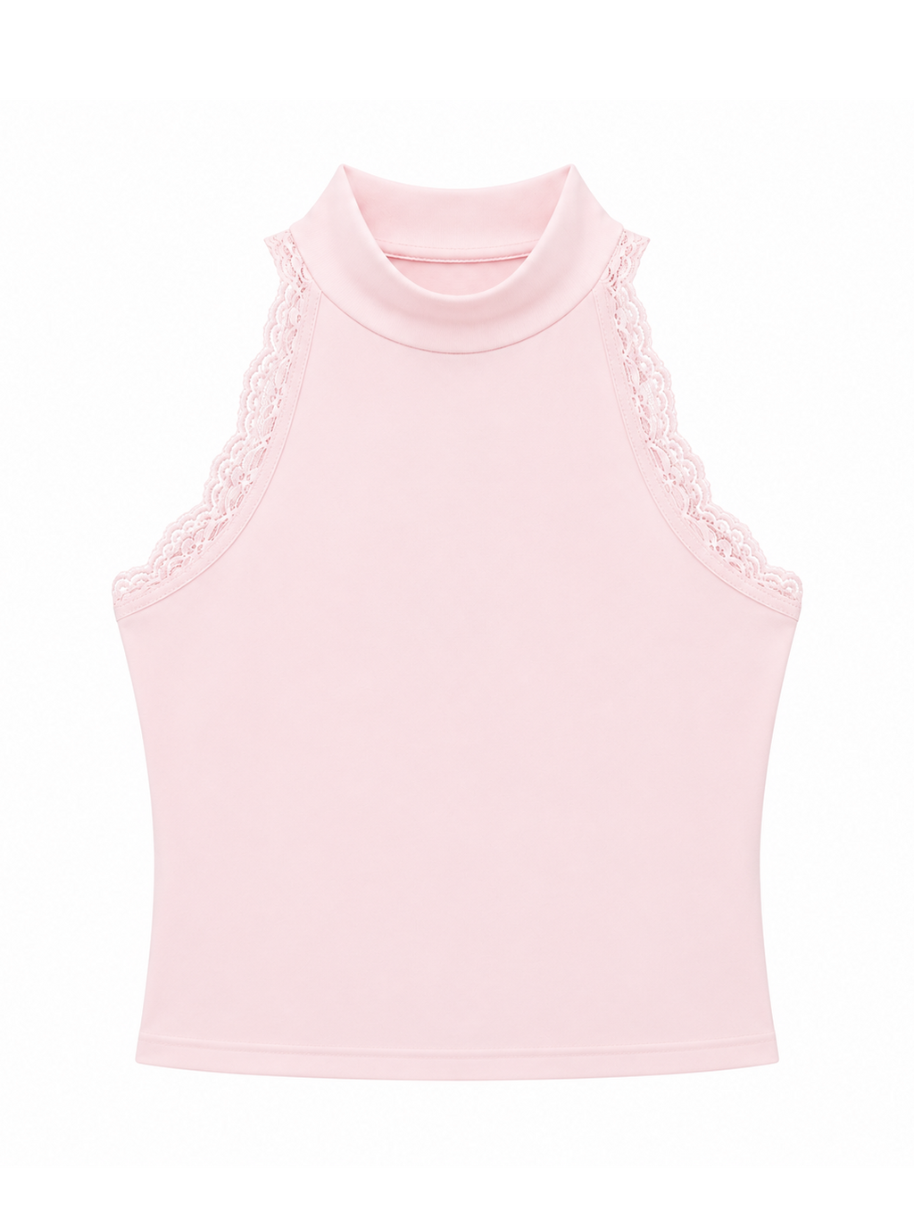 Top licra fría encaje rosa bebé