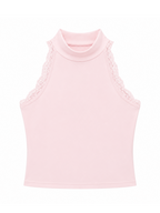 Top licra fría encaje rosa bebé