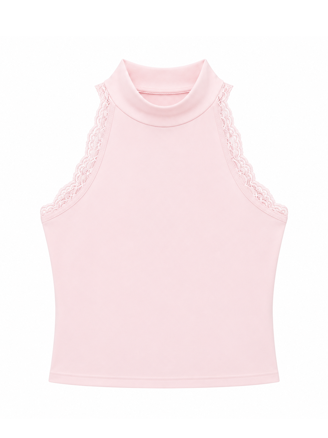 Top licra fría encaje rosa bebé