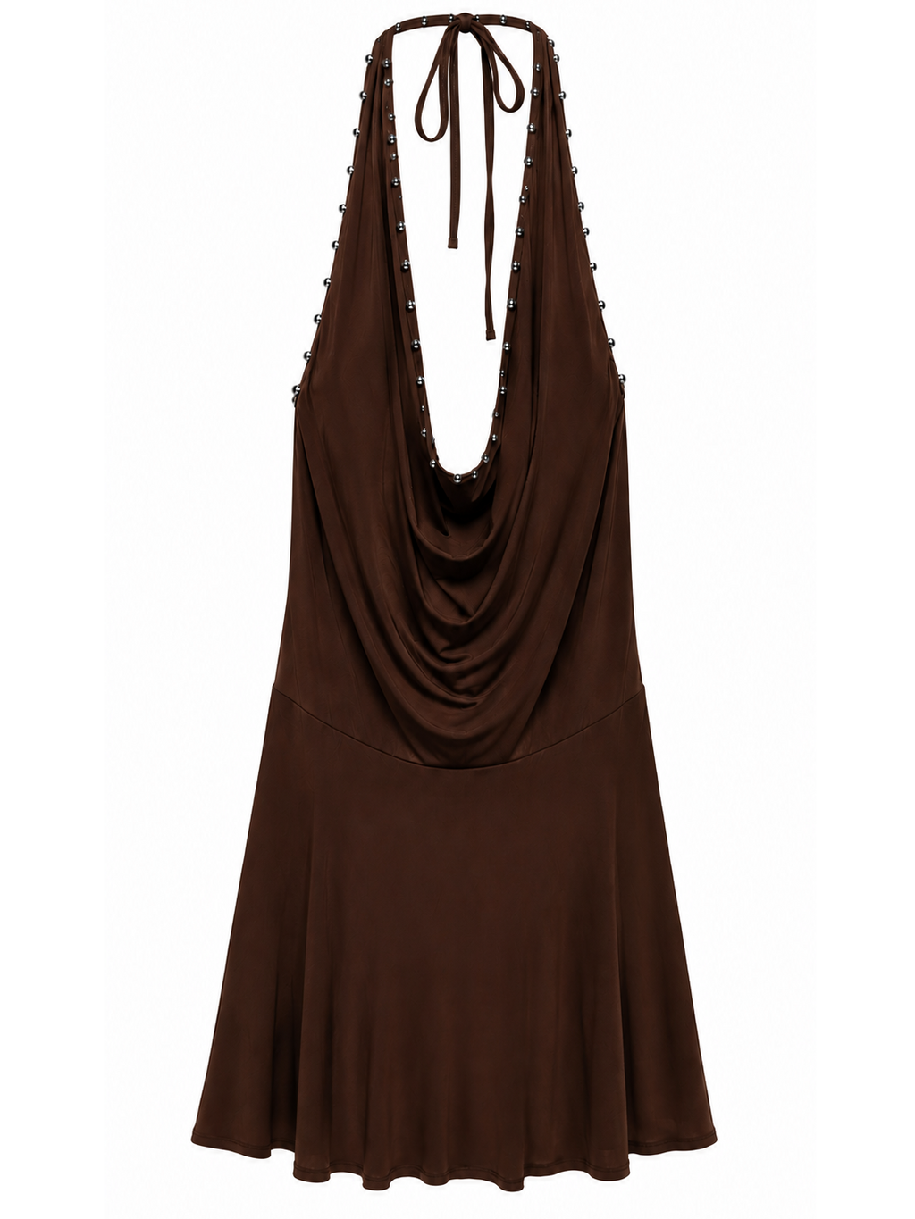 Vestido escote drapeado marrón