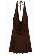 Vestido escote drapeado marrón