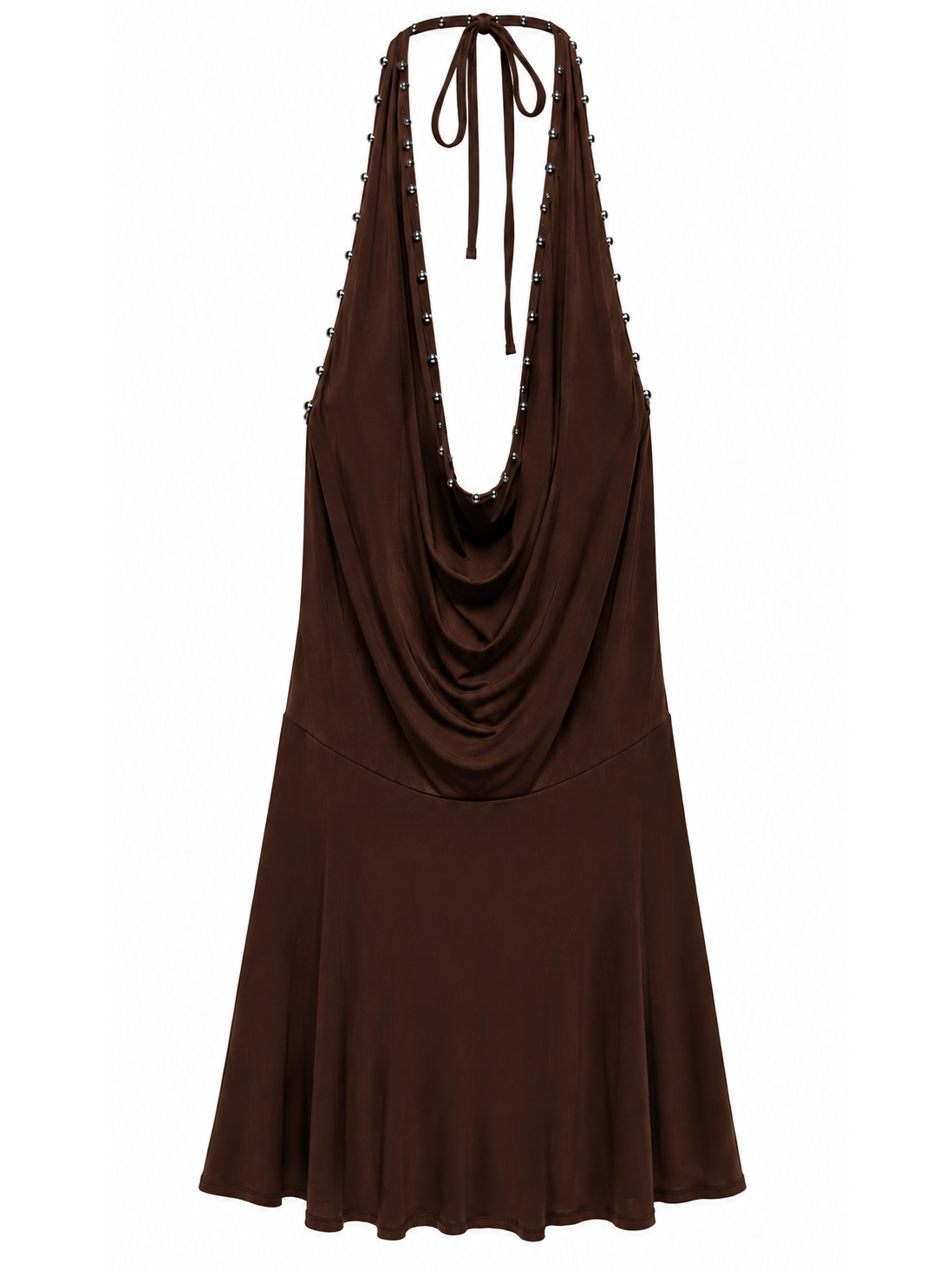 Vestido escote drapeado marrón