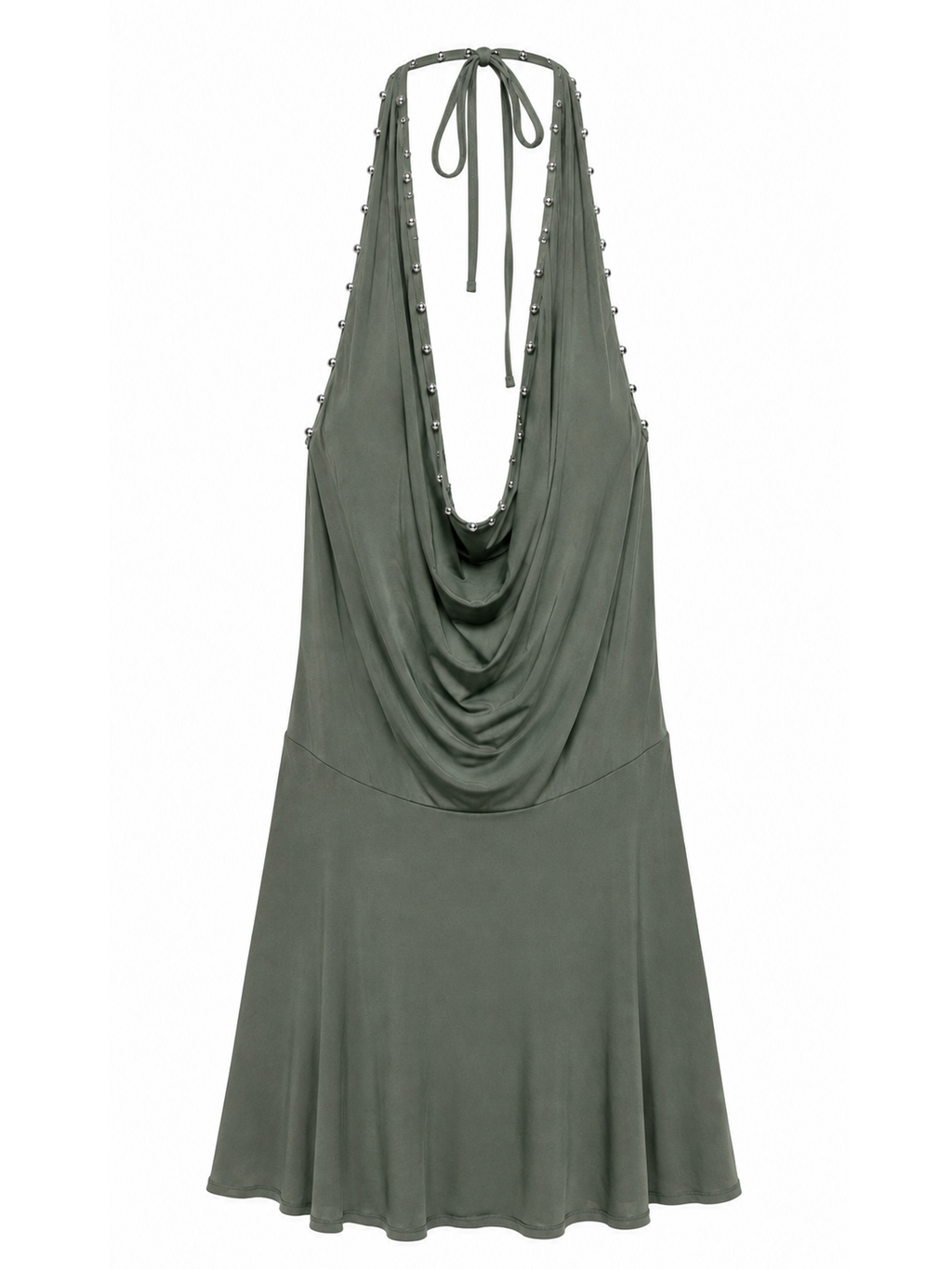 Vestido escote drapeado verde