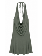 Vestido escote drapeado verde