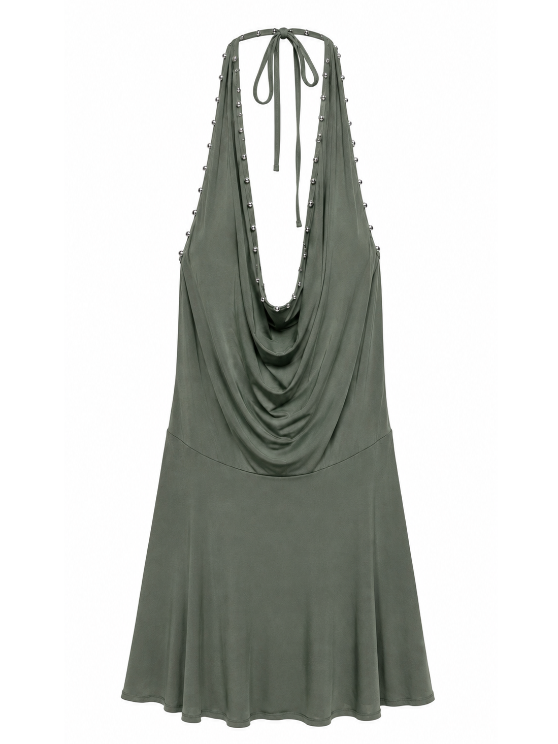 Vestido escote drapeado verde