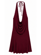Vestido escote drapeado burdeos