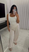 Pantalón vichy beige