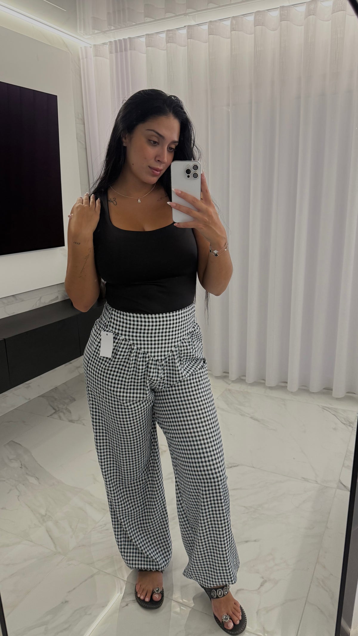 Pantalón vichy negro