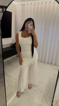 Pantalón satinado blanco