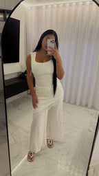 Pantalón satinado blanco