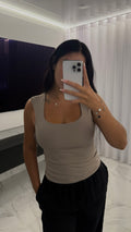 Camiseta licra fría taupe