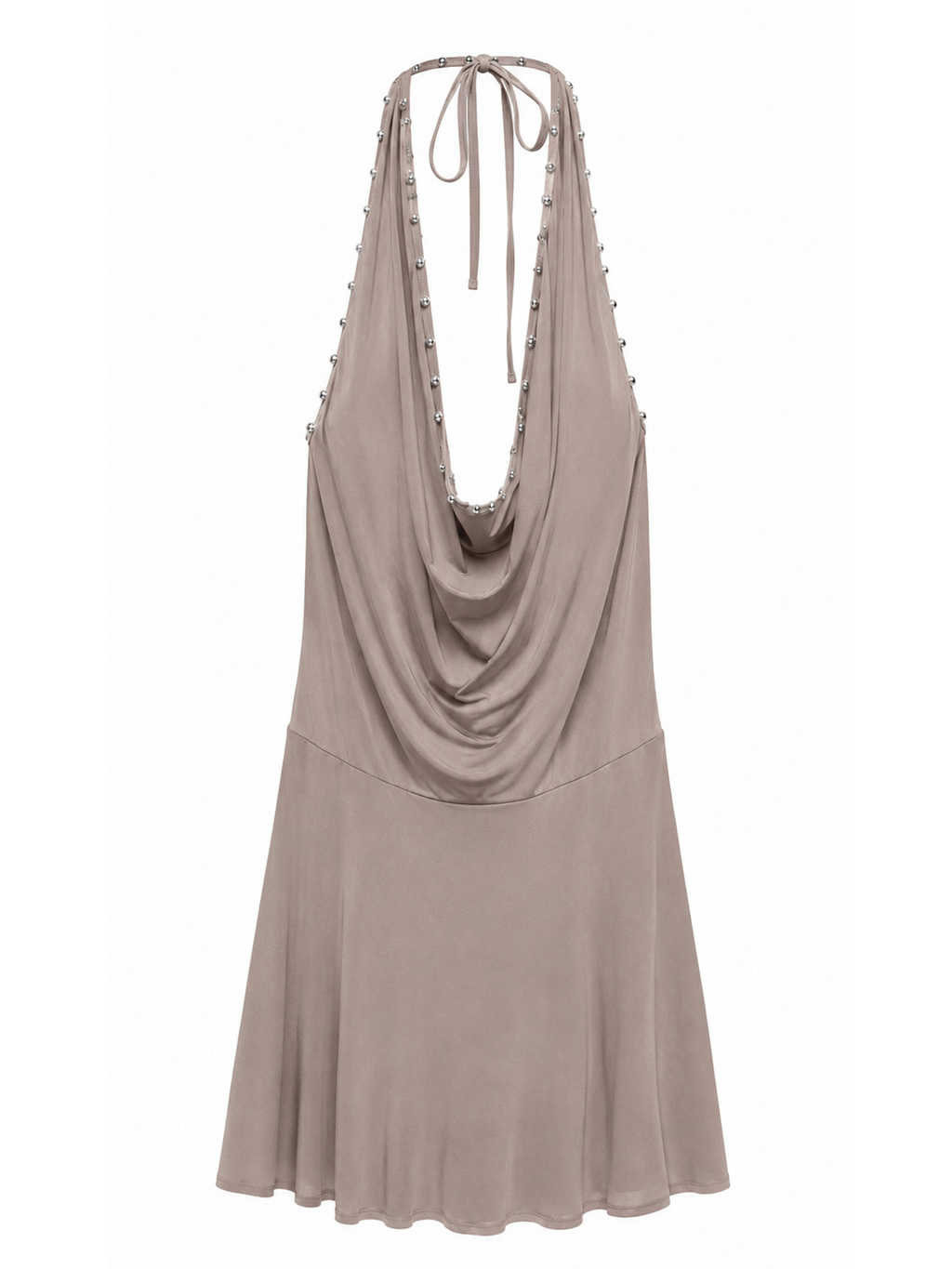 Vestido escote drapeado beig