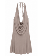 Vestido escote drapeado beig